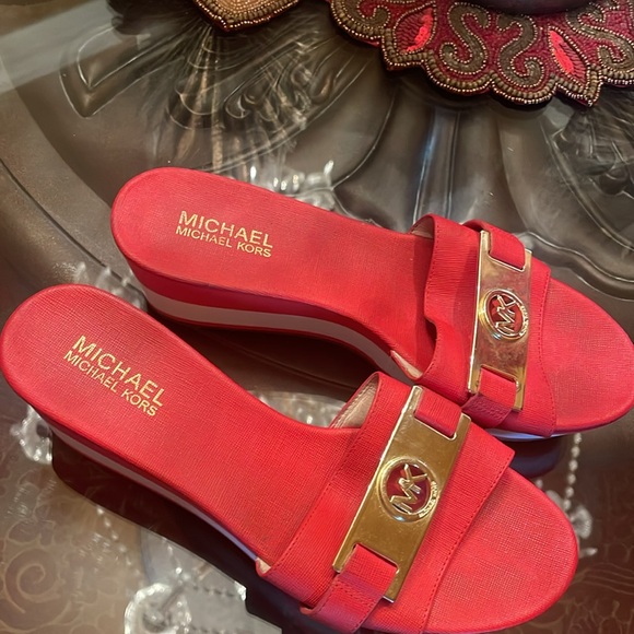 MICHAEL Michael Kors Womens Casual Wedge Sandals Orange 8 Medium (B,M) - Picture 3 of 7